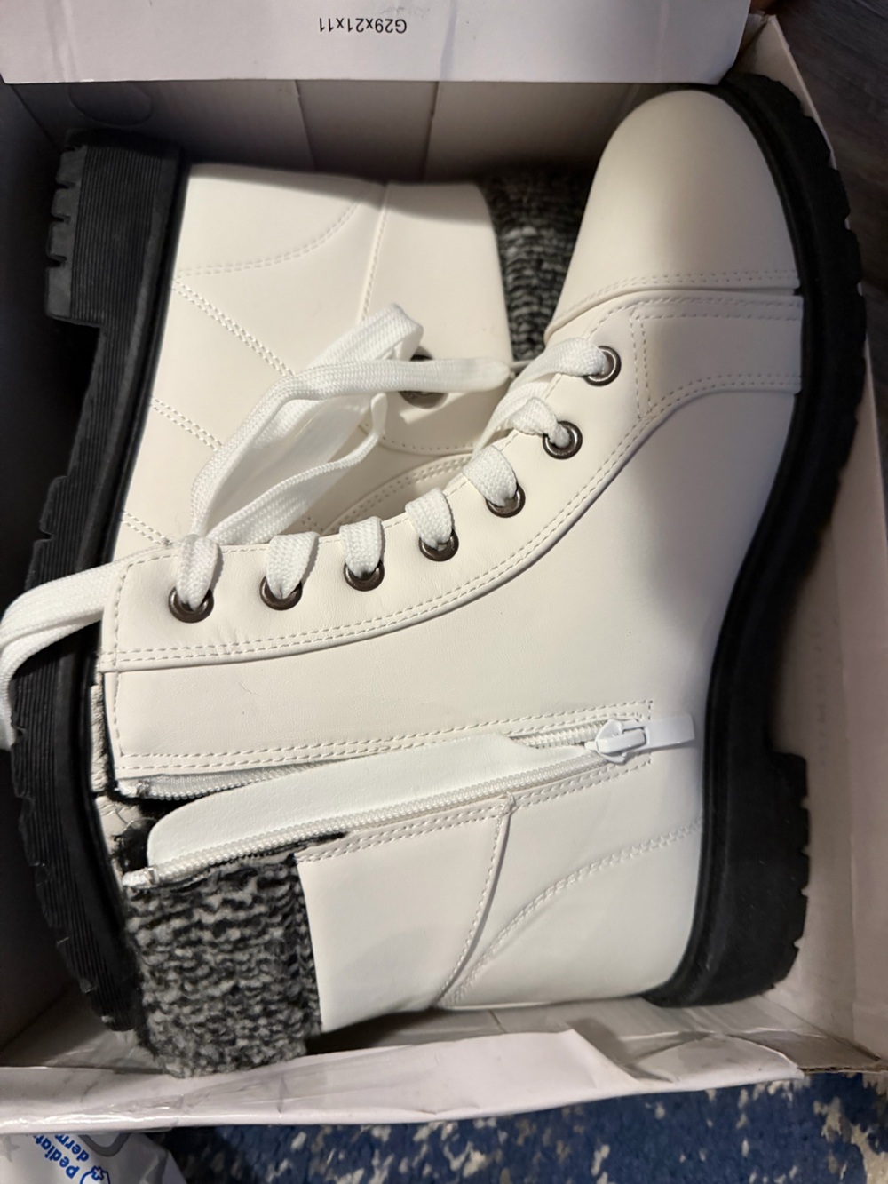 White Lace-Up Ankle Boots - Women